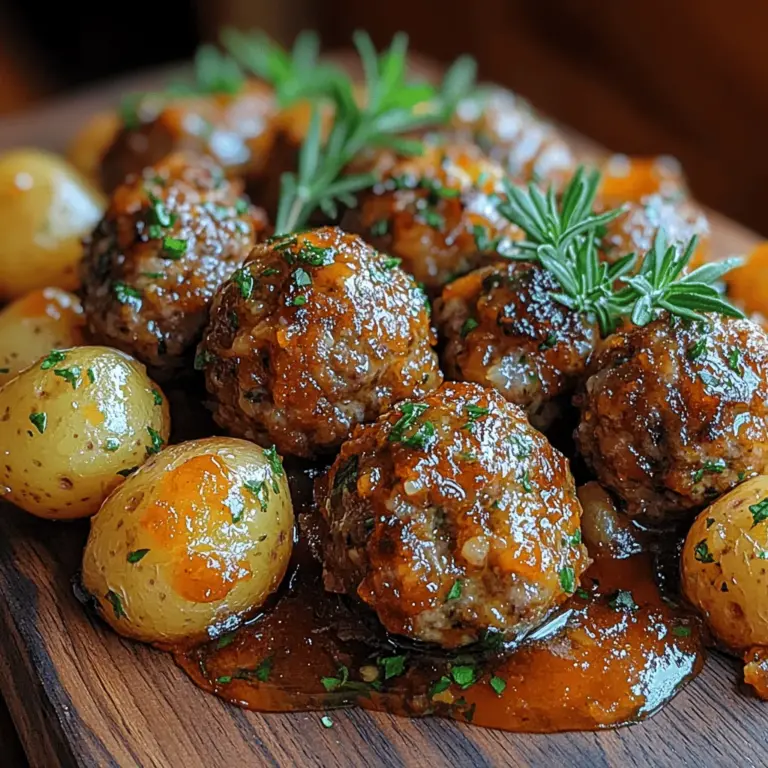 Einfache und hochwertige Zutaten bilden die Grundlage für dieses köstliche Gericht. Hier ist eine detaillierte Übersicht über die benötigten Zutaten für die Fleischbällchen und die Kräuter-infused Kartoffeln: