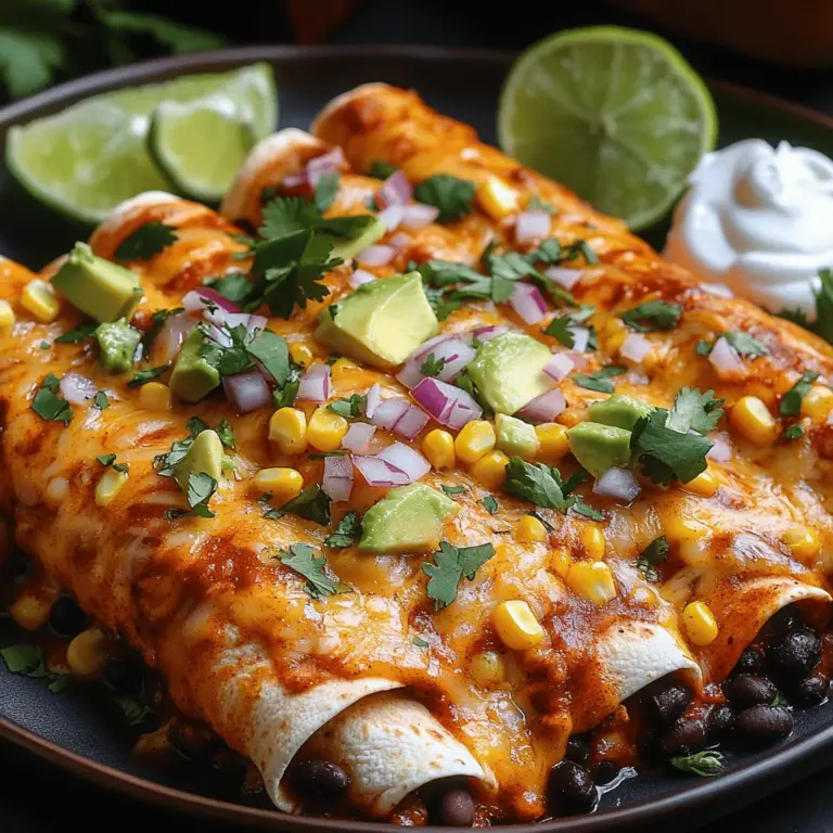 Um die perfekten Würzigen Schwarzen Bohnen-Enchiladas zuzubereiten, benötigen Sie eine Vielzahl von frischen und schmackhaften Zutaten. Im Folgenden finden Sie eine detaillierte Übersicht der benötigten Zutaten für die Zubereitung der Enchiladas, der Enchiladensoße und der Garnierungen: