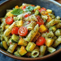 One of the key elements that sets this Vibrant Pesto Pasta apart is its reliance on fresh, seasonal ingredients. In the summer months, produce is at its peak, bursting with flavor, color, and nutrients. Using seasonal vegetables like zucchini, red bell pepper, and cherry tomatoes not only enhances the dish's taste but also supports local farmers and reduces your carbon footprint. These vegetables provide a medley of textures and vibrant hues, making your plate as appealing to the eyes as it is to the palate.
