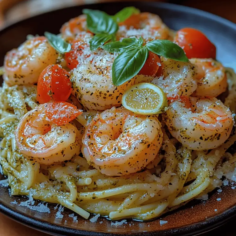 Das Pesto Garnelen-Pasta-Gericht ist eine köstliche Fusion aus frischen Meeresfrüchten und aromatischem Pesto, das in nur 30 Minuten zubereitet werden kann. Ideal für ein schnelles Abendessen oder ein besonderes Wochenende, bietet dieses Gericht nicht nur Geschmack, sondern auch eine ansprechende Präsentation. Die Kombination aus al dente Spaghetti oder Linguine, zarten Garnelen, und dem intensiven Aroma des Pestos sorgt für ein Geschmackserlebnis, das sowohl die Sinne erfreut als auch einfach zuzubereiten ist.