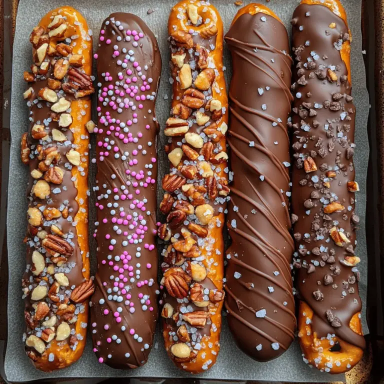 In der Welt der Snacks gibt es kaum etwas, das so unwiderstehlich ist wie die Kombination aus salzigen und süßen Aromen. Die Choco-Dipped Pretzel Bliss ist das perfekte Beispiel für diese köstliche Fusion. Diese schokoladengedeckten Brezelstangen sind nicht nur einfach zuzubereiten, sondern auch der ideale Snack für jede Gelegenheit – sei es für eine Feier, als süßes Geschenk oder einfach nur zum persönlichen Genuss. Die harmonische Balance zwischen der Knusprigkeit der Brezel und der Schokoladensüße sorgt für ein Geschmackserlebnis, das sowohl Kinder als auch Erwachsene begeistert.