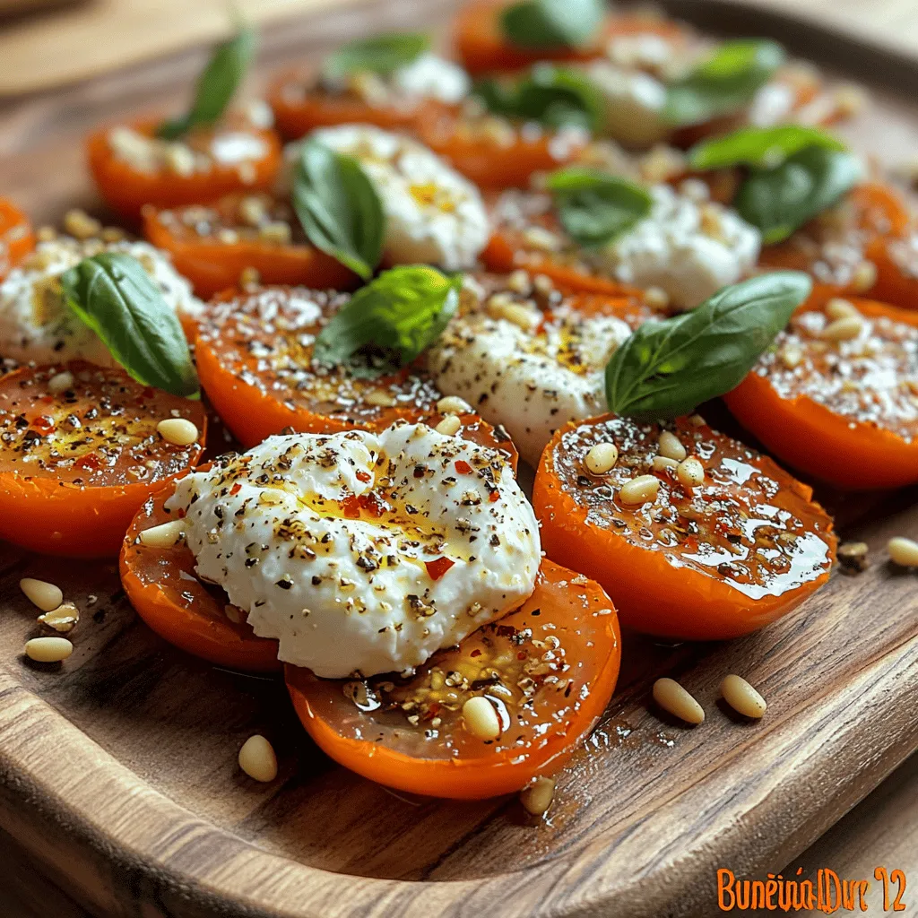 Um diese köstliche Lebendige Kirschtomaten-Burrata-Delikatesse zuzubereiten, benötigen Sie folgende Zutaten: