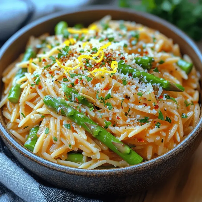 Orzo sind kleine, reisähnliche Pasta, die in der italienischen Küche weit verbreitet sind. Sie sind eine hervorragende Basis für viele Gerichte, da sie die Aromen anderer Zutaten wunderbar aufnehmen und eine angenehme Textur bieten. Orzo kann vielseitig eingesetzt werden – ob in Salaten, als Beilage oder in Suppen. In unserem Rezept dient die Orzo als Hauptbestandteil, der die cremige Zitronenbutter und den zarten Spargel perfekt ergänzt.