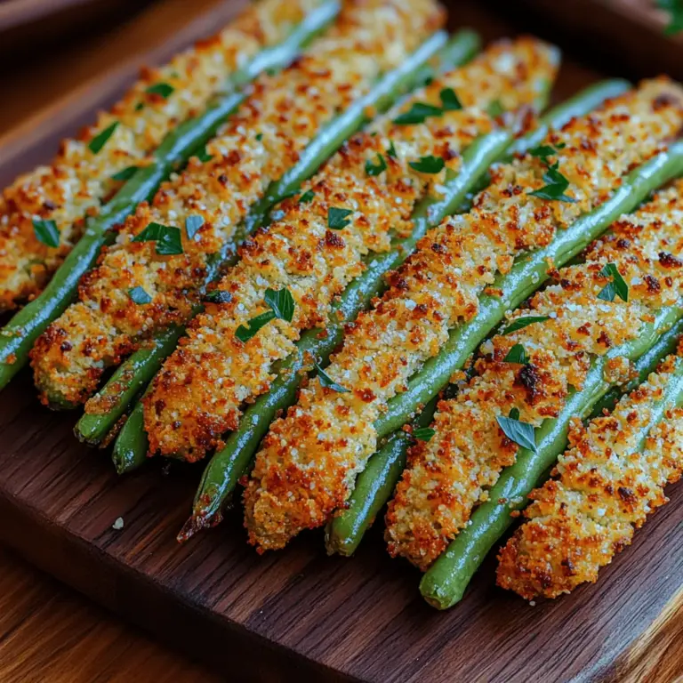 In der heutigen Zeit, in der gesunde Ernährung und bewusste Essensentscheidungen im Vordergrund stehen, erfreuen sich innovative Gemüsegerichte wie die Knusprigen Knoblauch-Parmesan-Grünbohnen-Fries großer Beliebtheit. Diese köstlichen Fries sind nicht nur eine hervorragende Möglichkeit, frisches Gemüse in Ihre Ernährung zu integrieren, sondern sie sind auch eine schmackhafte und knusprige Alternative zu herkömmlichen Snacks wie Pommes frites. Mit einem Hauch von Knoblauch, dem reichen Geschmack von Parmesan und der knusprigen Textur der Panko-Semmelbrösel sind diese Bohnen-Fries perfekt zum Knabbern, als Beilage oder als Teil eines gesunden Buffets.
