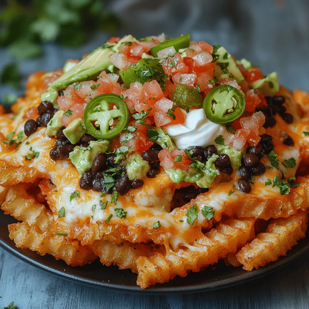 Pommes frites sind die Grundlage dieses Gerichts. Für Loaded Nacho Fries empfehlen wir die Verwendung von tiefgefrorenen Crinkle-Cut Pommes. Diese Form sorgt dafür, dass die Pommes knusprig werden und genügend Oberfläche bieten, um die köstlichen Beläge aufzunehmen. Die Rillen der Crinkle-Cut Pommes helfen dabei, das Öl und die Gewürze besser zu halten, was zu einem intensiveren Geschmack führt.