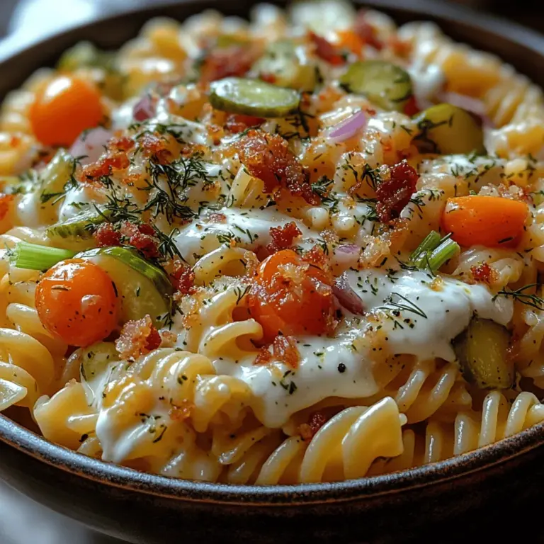 Cremiger Dill-Gurken-Pasta-Salat ist der perfekte Begleiter für warme Sommertage oder als köstliches Gericht für ein Picknick. Mit seiner frischen Kombination aus rotini Pasta, knackigem Gemüse und einem cremigen Dressing ist dieser Salat nicht nur einfach zuzubereiten, sondern auch unglaublich schmackhaft. Egal, ob als Beilage zu Grillgerichten oder als leichtes Hauptgericht, dieser Pasta-Salat bringt Farbe und Geschmack auf Ihren Tisch und erfreut sowohl große als auch kleine Gaumen.