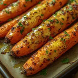 Süße & herzhafte Honig-Knoblauch-Butter Röstkarotten sind ein köstliches und einfach zuzubereitendes Gericht, das sowohl als Beilage zu jedem Hauptgericht als auch als gesunder Snack genossen werden kann. Die Kombination aus süßen Babykarotten, aromatischem Knoblauch und einer cremigen Honig-Butter sorgt für eine harmonische Geschmackserfahrung, die sowohl Kinder als auch Erwachsene begeistert. Mit ihrer goldenen Farbe und dem verlockenden Aroma sind diese Röstkarotten nicht nur ein Fest für die Sinne, sondern auch voller Nährstoffe und gesundheitsfördernder Eigenschaften.