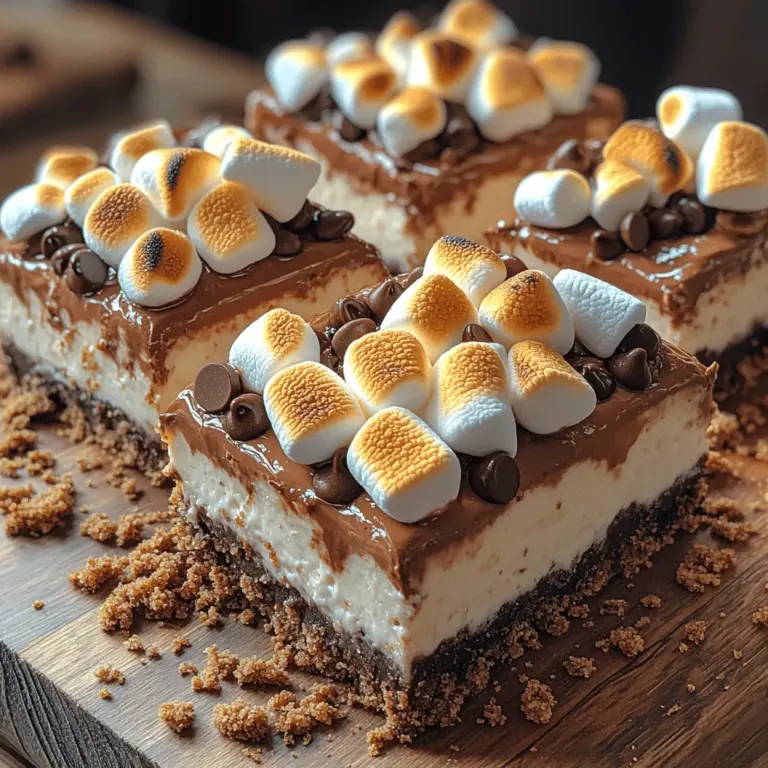 Der Boden dieser S'mores Käsekuchen Riegel bildet die Grundlage für das gesamte Dessert und spielt eine entscheidende Rolle in der Textur und im Geschmack. Die Hauptzutaten für den Boden sind: