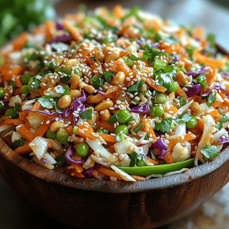 Der Knusprige Asiatische Slaw mit Erdnüssen ist nicht nur ein Genuss für den Gaumen, sondern auch ein Fest für die Augen. Diese farbenfrohe Salatvariation vereint knackiges Gemüse mit einem aromatischen Dressing und ist die perfekte Beilage zu asiatischen Gerichten oder als leichtes Hauptgericht. Dieses Rezept ist besonders beliebt in der asiatischen Küche und hat sich auch im Westen einen Namen gemacht, dank seiner vielseitigen Anwendung und der gesunden Zutaten.