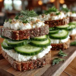 Erfrischende Gurken-Dill Genuss-Sandwiches sind eine köstliche und gesunde Wahl für jedes Picknick, jede Party oder einfach nur für eine leichte Mahlzeit zu Hause. Mit ihrer Kombination aus cremigem Frischkäse und knackigen Gurken sind diese Sandwiches nicht nur ein Genuss für den Gaumen, sondern auch ein Blickfang auf jedem Tisch. Die Kombination aus Dill und Zitrone sorgt zudem für eine erfrischende Note, die perfekt zu warmen Tagen passt.
