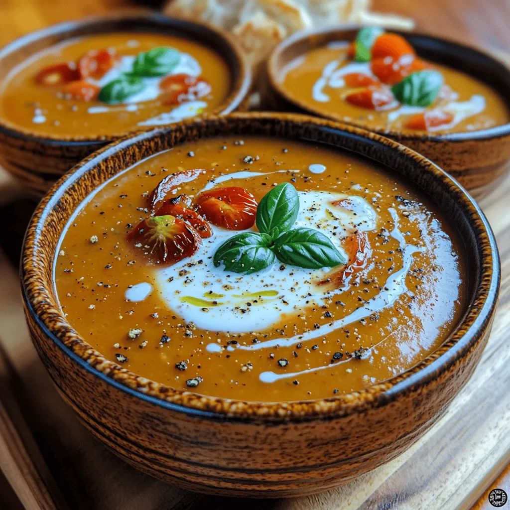 Die himmlische cremige geröstete Tomaten-Bisque ist ein Gericht, das nicht nur den Gaumen erfreut, sondern auch die Seele wärmt. Ursprünglich aus der französischen Küche stammend, ist diese Bisque eine Variation der klassischen Suppen, die reichhaltig und aromatisch ist. Sie vereint die Süße von reifen Tomaten mit der cremigen Textur der Sahne, abgerundet durch die Aromen von frischen Kräutern und geräuchertem Paprikapulver.