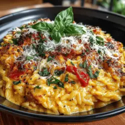 Cremige geröstete Paprika-Orzo ist nicht nur ein Genuss für den Gaumen, sondern auch ein Fest für die Augen. Diese einfache, aber geschmackvolle Pasta-Variation vereint die süßen, rauchigen Aromen von gerösteten Paprika mit der cremigen Textur einer luxuriösen Sauce. Perfekt für ein schnelles Abendessen unter der Woche oder als Hauptgericht für besondere Anlässe – dieses Rezept wird sicher alle begeistern.