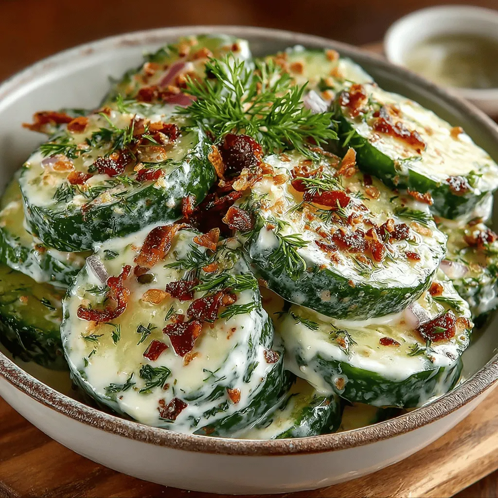 Der Erfrischende Cremige Gurken-Dill-Salat ist nicht nur eine perfekte Beilage für jede Grillparty, sondern auch ein leichtes und gesundes Gericht, das in den heißen Sommermonaten für Abkühlung sorgt. Er vereint die knackige Frische von Gurken mit einem cremigen Dressing aus griechischem Joghurt und Dill, das jedem Bissen einen herrlichen Geschmack verleiht. Diese Kombination macht den Salat nicht nur optisch ansprechend, sondern auch zu einem Gaumenschmaus, der selbst die wählerischsten Esser überzeugt.