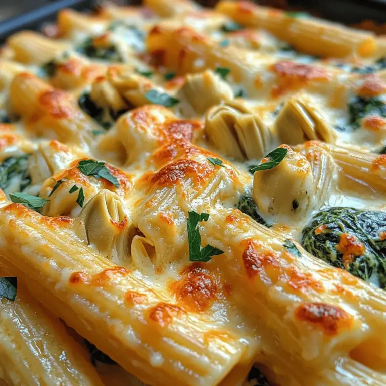 Die hausgemachte Küche hat eine besondere Bedeutung in unseren Herzen und auf unseren Tellern. Sie bringt nicht nur Familien und Freunde zusammen, sondern bietet auch die Möglichkeit, mit frischen Zutaten und kreativen Rezepten zu experimentieren. Wenn Sie auf der Suche nach einem Gericht sind, das sowohl herzhaft als auch einfach zuzubereiten ist, dann ist unser cremiger Spinat-Artischocken-Pasta-Bake genau das Richtige für Sie. Dieses Rezept kombiniert die Aromen von frischem Spinat und zarten Artischocken mit einer cremigen Käsesauce, die perfekt zu al dente Penne-Nudeln passt.