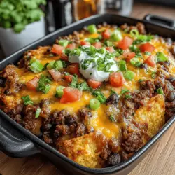 Das rustikale Ranch-Rindfleisch & Bohnen-Bake ist ein köstliches, herzhaftes Gericht, das sich perfekt für Familienessen oder gesellige Abende eignet. Dieses Rezept vereint die Aromen der texanischen und mexikanischen Küche und bringt die Wärme und den Geschmack des Südwestens direkt auf Ihren Tisch. Die Kombination aus magerem Rinderhackfleisch, sämigen Bohnen, würzigen Tomaten und geschmolzenem Cheddar-Käse macht dieses Gericht zu einem wahren Gaumenschmaus. Es ist nicht nur einfach zuzubereiten, sondern auch unglaublich befriedigend und nahrhaft.