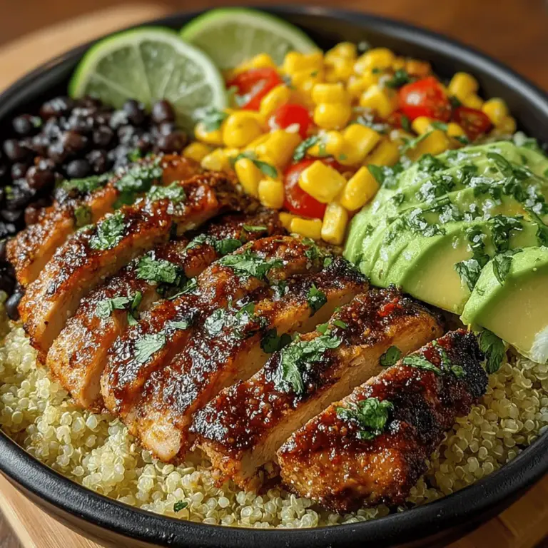 Die Zesty Chipotle Chicken Quinoa Bowls sind nicht nur ein Fest für den Gaumen, sondern auch eine ausgewogene und nährstoffreiche Mahlzeit, die in der heutigen gesundheitsbewussten Küche immer beliebter wird. Diese Schalen vereinen die reichen, rauchigen Aromen von Chipotle mit der Vielseitigkeit von Quinoa, einer Superfood-Quelle, die voller Proteine und Nährstoffe ist. Ob für das Mittagessen im Büro oder ein schnelles Abendessen unter der Woche, diese Quinoa Bowls sind eine hervorragende Wahl, um sich gesund zu ernähren, ohne auf Geschmack verzichten zu müssen.
