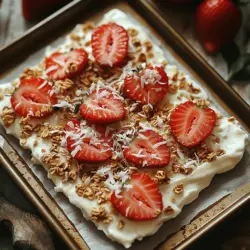 Die Erdbeer-Genuss-Joghurt-Rinde ist ein köstliches und erfrischendes Dessert, das perfekt für die warmen Sommermonate geeignet ist. Diese fruchtige Delikatesse kombiniert die Cremigkeit von griechischem Joghurt mit der Süße frischer Erdbeeren und ist nicht nur einfach zuzubereiten, sondern auch eine gesunde Alternative zu herkömmlichen Desserts. Mit nur wenigen Zutaten können Sie eine köstliche Joghurt-Rinde zaubern, die nicht nur den Gaumen erfreut, sondern auch das Auge anspricht.