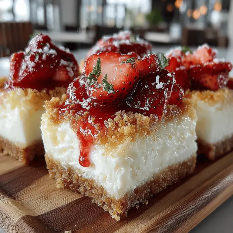 Willkommen in der verführerischen Welt der Himmlischen Erdbeer-Käsekuchen-Riegel! Dieses Rezept ist eine köstliche Kombination aus cremigem Käsekuchen und frischen Erdbeeren, die in einem einfachen, aber raffinierten Riegelformat serviert werden. Perfekt für Sommerpartys, Grillabende oder einfach als süßer Snack für zwischendurch – diese Riegel vereinen den Geschmack von hausgemachten Desserts mit der Bequemlichkeit, sie in mundgerechten Stücken zu genießen.