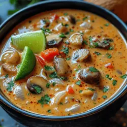 Die cremige thailändische Kokossuppe ist ein wahres Fest für die Sinne. Mit ihren intensiven Aromen und der angenehmen Schärfe ist sie nicht nur eine Gaumenfreude, sondern auch ein gesundes Gericht, das sich leicht zubereiten lässt. Die Kombination aus frischen Zutaten, aromatischen Gewürzen und der cremigen Textur der Kokosmilch macht dieses Rezept zu einem Highlight jeder Mahlzeit. Besonders in der kühleren Jahreszeit ist diese Suppe eine wunderbare Möglichkeit, sich von innen heraus zu wärmen und gleichzeitig den Körper mit wertvollen Nährstoffen zu versorgen.