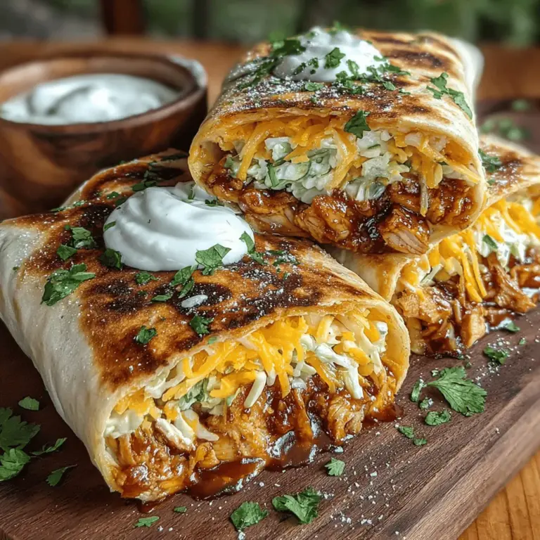 Die Gegrillten BBQ-Hähnchen-Wraps sind nicht nur ein Fest für die Sinne, sondern auch ein perfektes Gericht für gesellige Abende, Picknicks oder ein schnelles Abendessen unter der Woche. Diese Wraps vereinen das Beste aus der Grillkunst und der schnellen Küche und sind ein hervorragendes Beispiel dafür, wie einfach es sein kann, ein schmackhaftes und sättigendes Gericht zuzubereiten. Die Kombination aus saftigem gegrilltem Hähnchen, würziger BBQ-Sauce, frischem Coleslaw und geschmolzenem Käse macht diese Wraps zu einem Hit bei Groß und Klein.