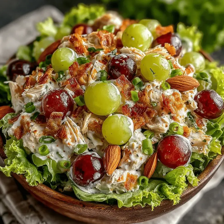 Der knusprige und bunte Hühnersalat mit Trauben und Mandeln ist nicht nur ein Fest für die Augen, sondern auch ein wahres Geschmackserlebnis. Dieser Salat vereint die zarten Aromen von frisch zubereitetem Hühnchen mit der Süße saftiger Trauben und dem knackigen Biss von gerösteten Mandeln. Ein perfektes Gericht, das sich sowohl als leichtes Mittagessen als auch als gesunde Beilage bei einem BBQ eignet.