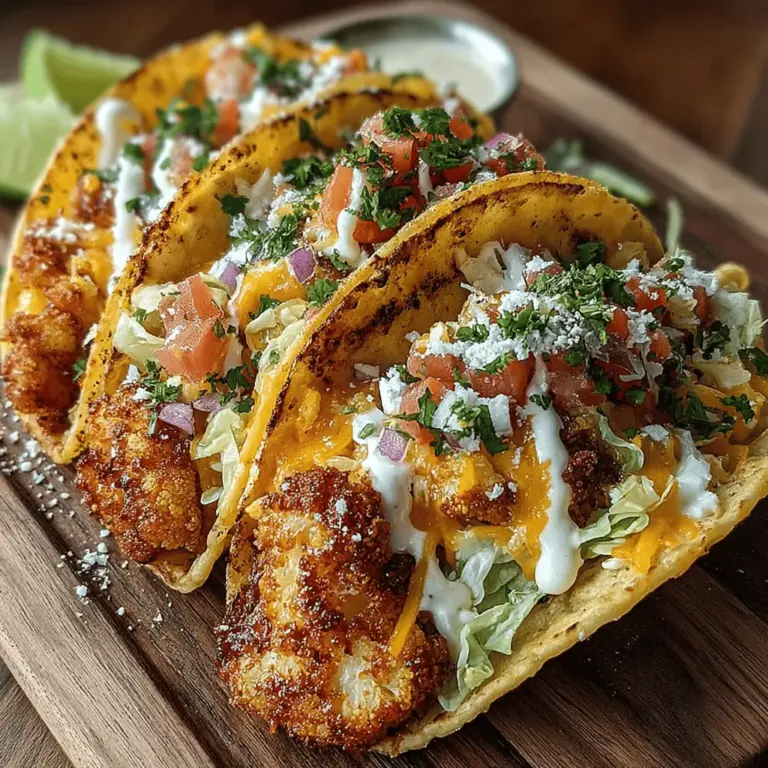 Willkommen in der Welt der köstlichen und gesunden Tacos! Heute präsentiere ich Ihnen ein Rezept für Crispy Buffalo Ranch Blumenkohl-Tacos, das nicht nur vegetarisch, sondern auch unglaublich schmackhaft ist. Diese Tacos kombinieren die würzige Schärfe von Buffalo-Sauce mit der knusprigen Textur von paniertem Blumenkohl, was sie zu einer perfekten Wahl für ein schnelles Abendessen oder eine gesellige Veranstaltung macht.