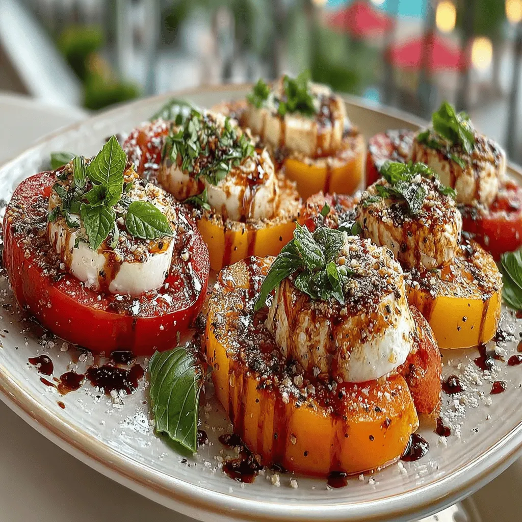 Der Caprese-Salat hat seine Wurzeln auf der italienischen Insel Capri und ist bekannt für seine Einfachheit und Frische. In der traditionellen Zubereitung kommen nur wenige, aber qualitativ hochwertige Zutaten zum Einsatz, die zusammen ein unvergessliches Geschmackserlebnis bieten. Der Pfirsich Caprese-Salat nimmt diese Philosophie auf und ersetzt die Tomaten durch saftige Pfirsiche, wodurch er eine süße und erfrischende Note erhält, die perfekt zu den cremigen Mozzarellascheiben passt. Diese kreative Variante ist nicht nur ein Genuss für den Gaumen, sondern auch ein echter Hingucker auf jedem Tisch.