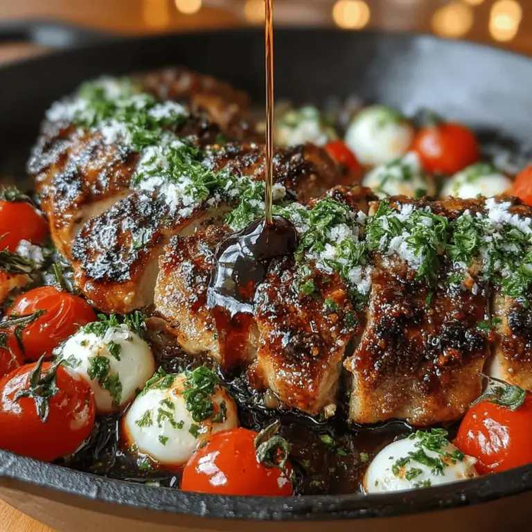Willkommen zu einem Rezept, das nicht nur gesund ist, sondern auch mit einem unverwechselbaren Geschmack überzeugt: Balsamico-Glasierter Caprese-Hühnchen. Dieses Gericht vereint saftige Hähnchenbrustfilets, frische Kirschtomaten, cremigen Mozzarella und aromatische Basilikumblätter, alles veredelt durch eine süß-saure Balsamico-Glasur. Ob für ein schnelles Abendessen unter der Woche oder ein elegantes Festessen, dieses Rezept ist vielseitig und kommt immer gut an.