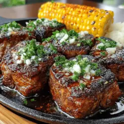 Das Rezept für sizzelnde Knoblauch-Butter-Steakstücke mit süßem Mais am Kolben vereint die herzhaften Aromen von saftigem Rinderfilet und frischem, süßem Mais. Diese Kombination ist nicht nur ein Genuss für den Gaumen, sondern auch ein wahrer Hingucker auf jedem Esstisch. Steakgerichte haben in vielen Küchen der Welt eine lange Tradition, und die Verwendung von Knoblauchbutter verleiht dem Gericht eine aromatische Tiefe, die es unvergesslich macht.