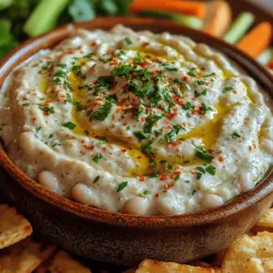 In der modernen Küche haben Rezepte eine besondere Bedeutung. Sie sind nicht nur eine Anleitung zum Kochen, sondern auch eine Möglichkeit, Kreativität auszudrücken und kulinarische Traditionen zu bewahren. In einer Welt, in der Zeit oft Mangelware ist, suchen viele nach einfachen, aber geschmackvollen Optionen, um ihre Gäste zu beeindrucken oder einfach nur sich selbst etwas Gutes zu tun. Mit diesem cremigen Knoblauch-Weißbohnen-Dip bringen wir nicht nur einen köstlichen Geschmack auf den Tisch, sondern auch eine gesunde und nahrhafte Snack-Option.