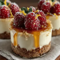 Wenn Sie auf der Suche nach einem erfrischenden, köstlichen und zugleich einfachen Dessert sind, sind die Zesty Lemon Raspberry Cheesecake Cups genau das Richtige für Sie! Diese kleinen Leckereien kombinieren die frische Säure von Zitrone mit der süßen, leicht herben Note von Himbeeren und einer cremigen Cheesecake-Füllung, die einfach unwiderstehlich ist. Perfekt für warme Sommertage oder besondere Anlässe, bieten diese Cheesecake Cups eine elegante Präsentation in einem Glas und sind zudem schnell zubereitet.