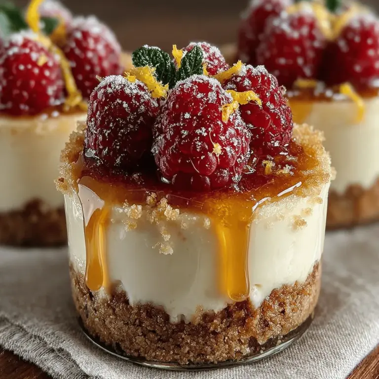 Wenn Sie auf der Suche nach einem erfrischenden, köstlichen und zugleich einfachen Dessert sind, sind die Zesty Lemon Raspberry Cheesecake Cups genau das Richtige für Sie! Diese kleinen Leckereien kombinieren die frische Säure von Zitrone mit der süßen, leicht herben Note von Himbeeren und einer cremigen Cheesecake-Füllung, die einfach unwiderstehlich ist. Perfekt für warme Sommertage oder besondere Anlässe, bieten diese Cheesecake Cups eine elegante Präsentation in einem Glas und sind zudem schnell zubereitet.