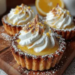 Zesty Mini-Zitronen-Meringue-Törtchen sind ein wahres Highlight der modernen Patisserie und erfreuen sich großer Beliebtheit bei Liebhabern von süßen, fruchtigen Desserts. Diese kleinen Törtchen kombinieren die erfrischende Säure von Zitronen mit der Süße eines zarten Meringue-Toppings, das beim Backen eine goldene Kruste erhält. Sie sind nicht nur ein Genuss für den Gaumen, sondern auch ein echter Hingucker auf jeder Kaffeetafel oder Feier.