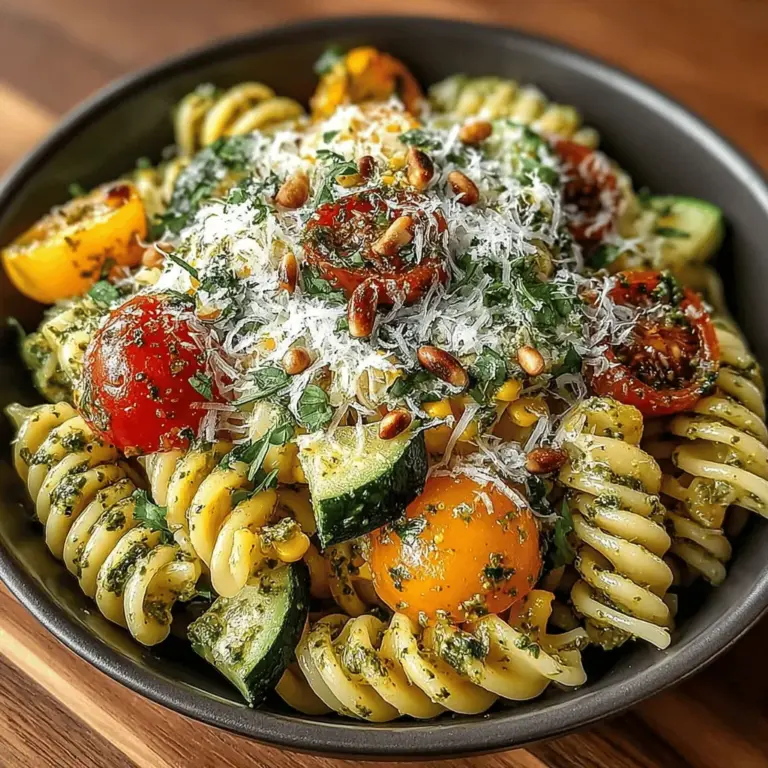 Der Süßes Mais- und Pesto-Pasta-Salat ist ein wahrer Hit in der modernen Küche und eignet sich perfekt für warme Sommertage, Grillabende oder als gesunde Beilage zu verschiedenen Gerichten. Dieses Rezept vereint die frischen, süßen Aromen von Mais und Gemüse mit dem aromatischen Geschmack von frisch zubereitetem Pesto, was zu einem bunten und nahrhaften Gericht führt, das nicht nur köstlich schmeckt, sondern auch optisch begeistert.
