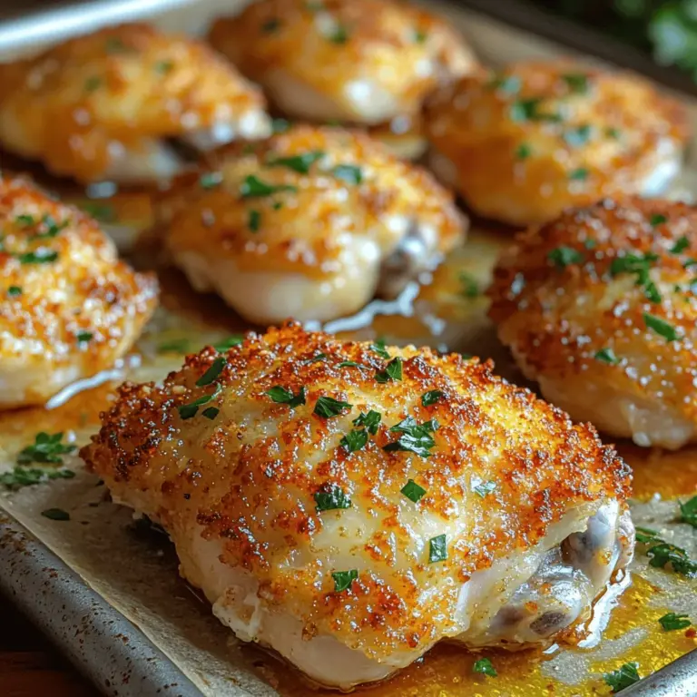 Hähnchenschenkel sind ein beliebtes Gericht in vielen Haushalten. Sie sind nicht nur geschmackvoll, sondern auch vielseitig und einfach zuzubereiten. In diesem Rezept präsentieren wir Ihnen eine verlockende Variante: die Knoblauch-Parmesan-Crusted Hähnchenschenkel. Dieses Gericht vereint die Aromen von knusprigem Parmesan, aromatischem Knoblauch und frischen Kräutern, die zusammen ein unvergessliches Geschmackserlebnis bieten.