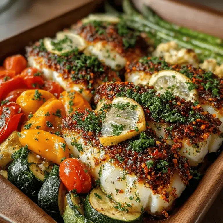 Zitronen-Kräuter-Tilapia mit Gemüse-Medley ist nicht nur ein Fest für die Augen, sondern auch für den Gaumen. Dieses Gericht vereint die zarten Aromen von frischem Fisch mit einer bunten Auswahl an knackigem Gemüse, alles perfekt abgestimmt mit Zitronensaft und aromatischen Kräutern. Tilapia ist ein beliebter Fisch, der für seine zarte Textur und milden Geschmack geschätzt wird. In Kombination mit dem Gemüse-Medley wird er zu einer gesunden und schmackhaften Mahlzeit, die sich ideal für ein schnelles Abendessen oder eine besondere Gelegenheit eignet.