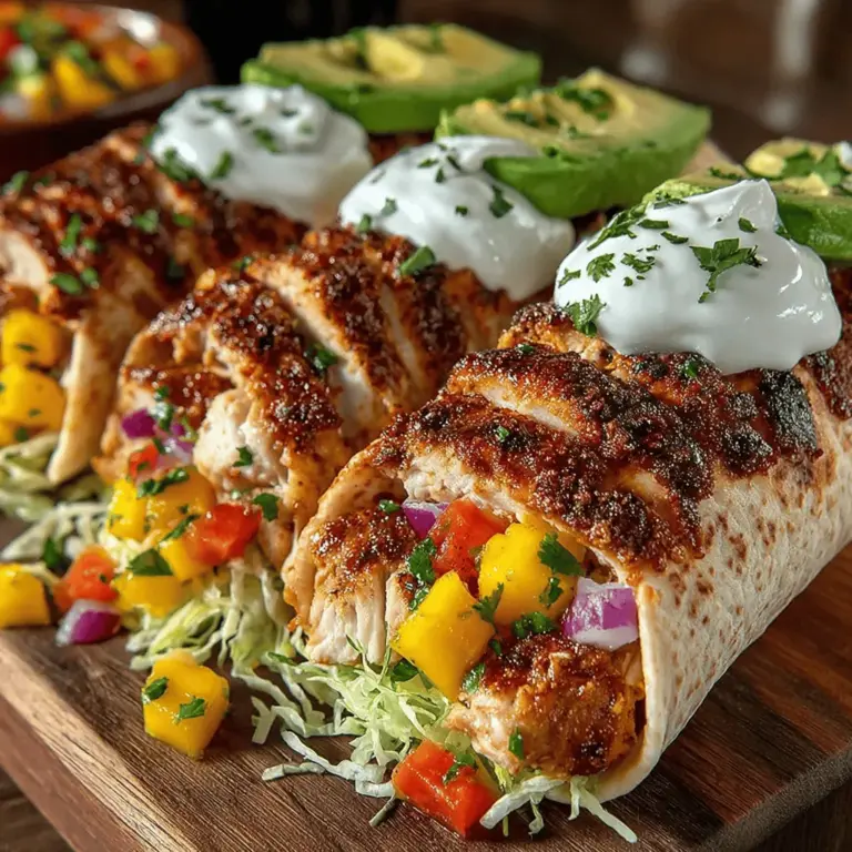 Die Sonne scheint, die Temperaturen steigen, und es ist die perfekte Zeit für ein Gericht, das Ihnen das Gefühl von tropischer Frische und Sommerurlaub vermittelt. Die „Gegrillten Hähnchen-Mango-Salsa-Wraps“ sind nicht nur ein Fest für die Sinne, sondern auch eine ausgewogene Mahlzeit, die sowohl für Grillpartys als auch für ein entspanntes Abendessen geeignet ist. Diese Wraps vereinen saftiges, mariniertes Hähnchen mit einer lebhaften Mango-Salsa, die durch ihre süße Frische und die leicht scharfe Note begeistert.