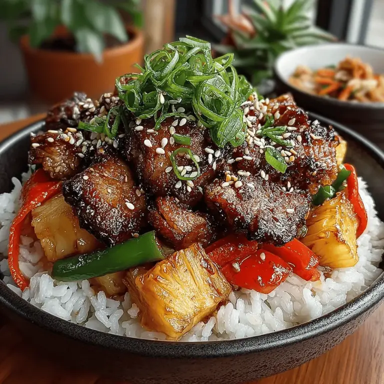 Das Teriyaki-Hühnchen mit Ananas-Wokgemüse ist ein wahrer Genuss aus der asiatischen Küche, der sowohl Geschmäcker als auch Farben harmonisch vereint. Die Kombination von zartem, mariniertem Hühnchen, fruchtiger Ananas und knackigem Gemüse sorgt nicht nur für ein geschmackliches Erlebnis, sondern auch für eine ansprechende Präsentation. Dieses Gericht ist nicht nur leicht zuzubereiten, sondern eignet sich auch hervorragend für verschiedene Anlässe – sei es ein schnelles Abendessen unter der Woche oder ein geselliges Dinner mit Freunden.