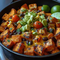 Die Süßkartoffel-Nacho-Pfanne ist ein wahres Fest für die Sinne und ein Highlight für jedes gesellige Beisammensein. Diese köstliche Kombination aus gerösteten Süßkartoffeln, würzigen Bohnen und geschmolzenem Käse bringt nicht nur Farbe auf den Tisch, sondern auch eine Vielfalt an Aromen, die sowohl Gaumenfreuden als auch gesunde Nährstoffe bieten. Ob als Snack, leichtes Hauptgericht oder als Beilage – dieses Rezept ist vielseitig einsetzbar und wird sowohl Veganer als auch Fleischliebhaber begeistern.