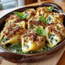 Die Zitronen-Ricotta-Gefüllten Muscheln mit Pesto sind ein wahrer Genuss für die Sinne und fangen die Essenz der italienischen Küche perfekt ein. Dieses Gericht kombiniert zarte, große Pasta-Muscheln, die mit einer cremigen Ricotta-Füllung und frisch gehacktem Spinat gefüllt sind und von einer aromatischen Pesto-Sauce umhüllt werden. Die Zugabe von Zitronenschale und -saft verleiht dem Gericht eine erfrischende Note, die es ideal für jede Gelegenheit macht – sei es ein Familienessen, ein festliches Dinner oder einfach ein gemütlicher Abend zu Hause.