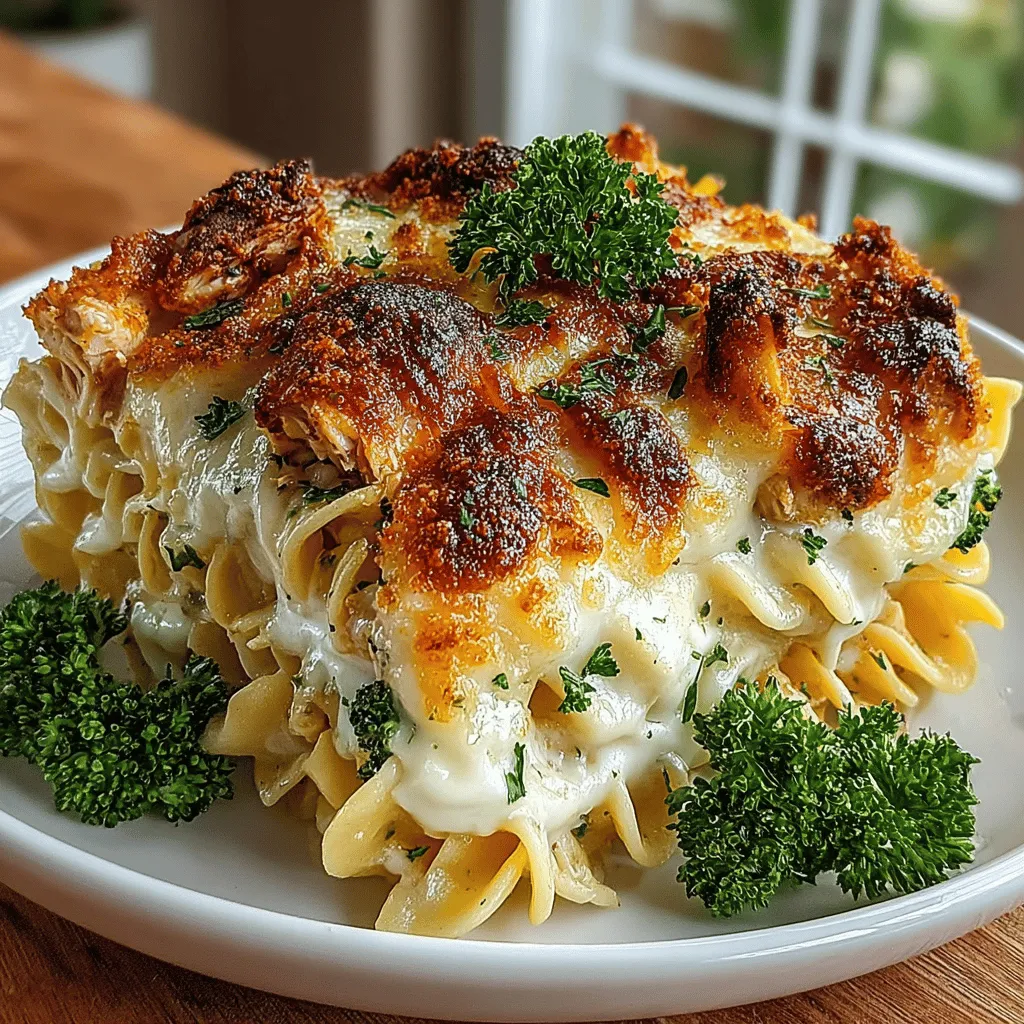 Willkommen zu einem herzhaften und köstlichen Rezept, das nicht nur den Gaumen erfreut, sondern auch das Herz erwärmt: der Goldene Parmesan-Kräuter-Hühnchen-Nudelauflauf. Dieses Gericht ist die perfekte Wahl für ein Familienessen oder ein gemütliches Abendessen mit Freunden. Es kombiniert zarte Eiernudeln mit saftigem Rotisserie-Hühnchen, frischem Gemüse und einer cremigen Käsesoße, die alles zusammenbindet.