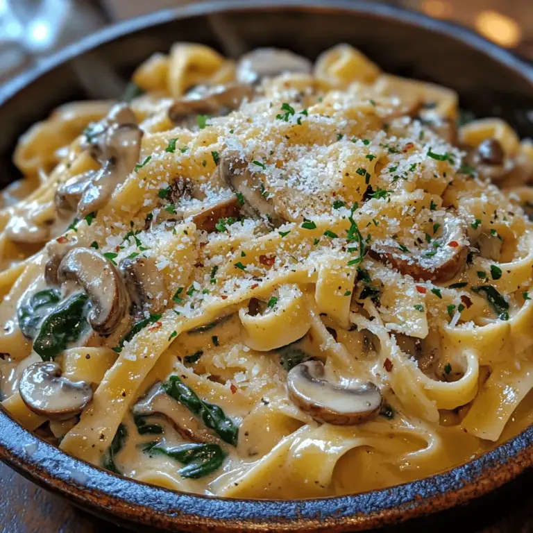 Willkommen zu einem köstlichen Rezept, das Ihre Geschmacksknospen verzaubern wird! Die cremige Pilz-Spinat-Pasta ist nicht nur ein einfaches, sondern auch ein unglaublich schmackhaftes Gericht, das sich perfekt für ein schnelles Abendessen oder ein gemütliches Familienessen eignet. In diesem Rezept vereinen sich frische Zutaten zu einer delikaten Kombination aus zarten Pilzen, nahrhaftem Spinat und einer samtigen Sahnesauce, die die Pasta perfekt umhüllt.