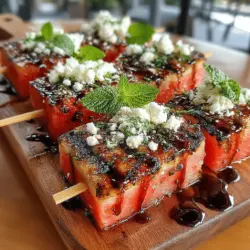 Wenn die warmen Tage des Sommers anbrechen, gibt es kaum etwas Erfrischenderes als die Kombination von saftiger Wassermelone und cremigem Feta-Käse. Diese gegrillten Wassermelonen-Feta-Spieße sind nicht nur ein Genuss für den Gaumen, sondern auch ein optisches Highlight auf jedem Grillfest oder Picknick. Die Kombination aus süßer, saftiger Wassermelone, salzigem Feta und frischen Minzblättern sorgt für ein einzigartiges Geschmackserlebnis, das die Sinne belebt. Darüber hinaus ist dieses Rezept einfach zuzubereiten und benötigt nur wenige Zutaten, was es zu einer perfekten Wahl für spontane Grillabende mit Freunden und Familie macht.