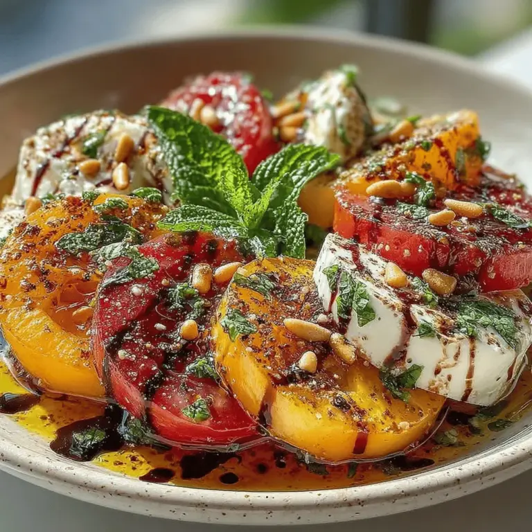 Der Sommer ist die perfekte Zeit, um frische und köstliche Salate zu genießen, die nicht nur erfrischend sind, sondern auch voller Geschmack und Nährstoffe stecken. Ein außergewöhnliches Rezept, das diese Eigenschaften vereint, ist der Sommer-Pfirsich-Basilikum Caprese-Salat. Dieses Gericht kombiniert die Süße reifer Pfirsiche mit der Cremigkeit von frischem Mozzarella und dem aromatischen Geschmack von Basilikum. Es ist eine wunderbare Abwandlung des klassischen Caprese-Salats und bringt die Aromen des Sommers direkt auf den Teller.