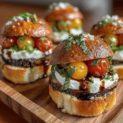 Die Mini Caprese Auberginen-Slider sind das perfekte Gericht für alle, die sich nach einem gesunden, schmackhaften Snack oder einer leichten Mahlzeit sehnen. Diese kleinen Köstlichkeiten vereinen die Aromen einer klassischen Caprese-Salat-Kombination mit der herzhaften Textur von Auberginen, wodurch sie sowohl optisch als auch geschmacklich ein echter Hingucker sind. Sie erfreuen sich wachsender Beliebtheit, insbesondere unter Gesundheitsbewussten und Feinschmeckern, die ihren Gaumen mit kreativen, pflanzlichen Alternativen verwöhnen möchten. Die Kombination aus zarten Auberginenscheiben, frischem Mozzarella, saftigen Kirschtomaten und aromatischen Basilikumblättern macht diese Slider zu einem unverzichtbaren Teil jeder Grillparty, Feier oder einfach nur als leichtes Mittagessen.