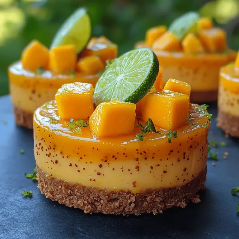 Die Erfrischenden Mango-Limetten-Bliss-Cheesecake-Tassen sind mehr als nur ein einfaches Dessert – sie sind eine Geschmacksexplosion, die den Sommer in jede Küche bringt. Diese kleinen Tassen voller köstlicher Aromen kombinieren die Süße reifer Mangos mit der spritzigen Frische von Limetten und einem cremigen Käsekuchen, der auf einer knusprigen Grahamcracker-Kruste ruht. Perfekt für warme Tage oder besondere Anlässe, erfreuen sich diese Cheesecake-Tassen großer Beliebtheit bei Familienfeiern, Grillabenden und sogar bei festlichen Anlässen.