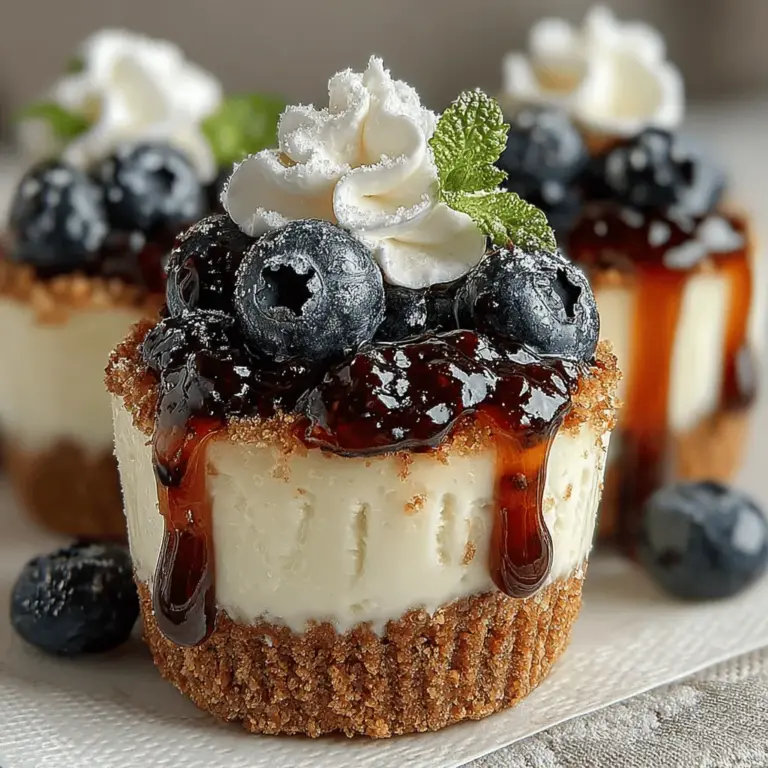 Willkommen zu einem der verführerischsten Desserts, das Sie je ausprobieren werden: die Blaubeer-Genuss No-Bake Cheesecake-Törtchen. Dieses Rezept vereint die cremige Köstlichkeit eines traditionellen Käsekuchens mit der frischen, fruchtigen Note von Blaubeeren – und das alles ohne Backen! Ideal für heiße Sommertage oder als süßer Abschluss eines festlichen Abendessens, sind diese kleinen Törtchen nicht nur einfach zuzubereiten, sondern auch eine Augenweide auf jedem Tisch.