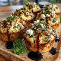 Wenn Sie auf der Suche nach einem gesunden Snack sind, der sowohl köstlich als auch nahrhaft ist, dann sind die Balsamico-Vinaigrette-Muffins genau das Richtige für Sie! Diese Muffins vereinen die erdigen Aromen von Vollkornmehl, frischem Spinat und würzigem Feta-Käse mit der süß-sauren Note von Balsamico-Vinaigrette. Sie sind nicht nur ein Genuss für den Gaumen, sondern bieten auch zahlreiche gesundheitliche Vorteile. Dieses Rezept eignet sich perfekt für alle, die eine ausgewogene Ernährung schätzen, sei es für das Frühstück, als Snack für zwischendurch oder sogar als Begleitung zu einer leichten Mahlzeit.