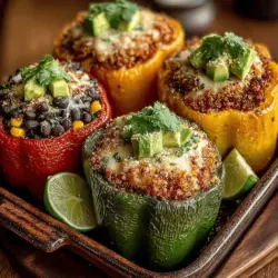 Bunte gefüllte Paprika sind nicht nur ein wahrer Augenschmaus, sondern auch eine köstliche und gesunde Option für jedes Essen. Dieses Rezept vereint die Aromen von frischem Gemüse und nahrhaften Zutaten in einem bunten, gefüllten Paprika-Arrangement, das sowohl optisch als auch geschmacklich begeistert. Die Kombination aus Quinoa, schwarzen Bohnen und frischem Gemüse macht diese gefüllten Paprika zu einer perfekten Wahl für Vegetarier, Veganer oder jeden, der einfach gerne gesund isst.