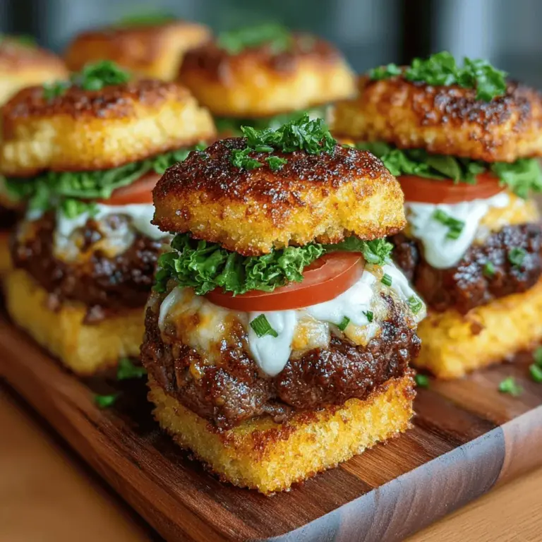 Mini Cheddar Cornbread Sliders sind die perfekte Wahl für alle, die auf der Suche nach einem herzhaften, einfach zuzubereitenden Snack sind. Diese kleinen, saftigen Häppchen kombinieren die Süße von Maisbrot mit dem würzigen Geschmack von scharfem Cheddar-Käse und sind ideal für Partys, Grillabende oder einfach als Snack für zwischendurch. Die Ursprünge des Maisbrots reichen bis in die Native American-Kultur zurück, wo Mais als Grundnahrungsmittel diente. In der südlichen Küche der Vereinigten Staaten hat sich das Maisbrot zu einem beliebten Begleiter für viele Gerichte entwickelt, insbesondere zu Eintöpfen und Grillgerichten.